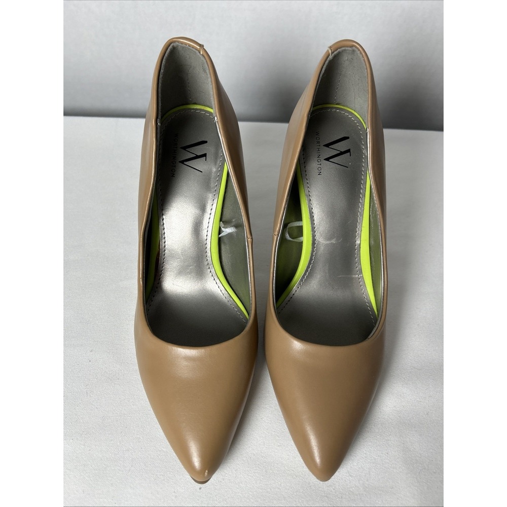 Worthington Women 7 Tan Pointed Toe Stiletto Pump Slip On Shoe 299 - Picture 6 of 11